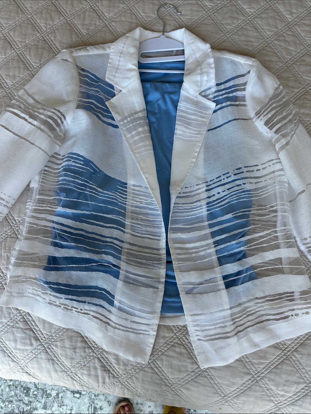 NEW Chico's Sheer Texture Open-Front Blazer - Picture 7 of 9